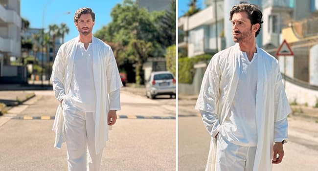 COOFANDY Men's Jackets Ruffle Shawl Collar Lightweight Cardigan Long Kimono Jackets Open Front Drape Cape Coat Casual Gift Ideas Cotton Menswear