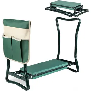 Garden Kneeler and Seat Foldable Gardening Bench Stool with Tool Bag Pouch EVA Foam Pad Outdoor Practical Garden Tools for Kneeling and Sitting Sturdy and Lightweight, Green