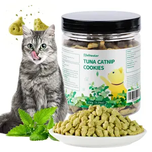 5.29oz Crunchy Cat Treats Catnip Treats for Cats with Digestive Support, Natural Ingredients Kitten Treats with Real Salmon, Healthy Feline Snacks Training Biscuits Dental Care