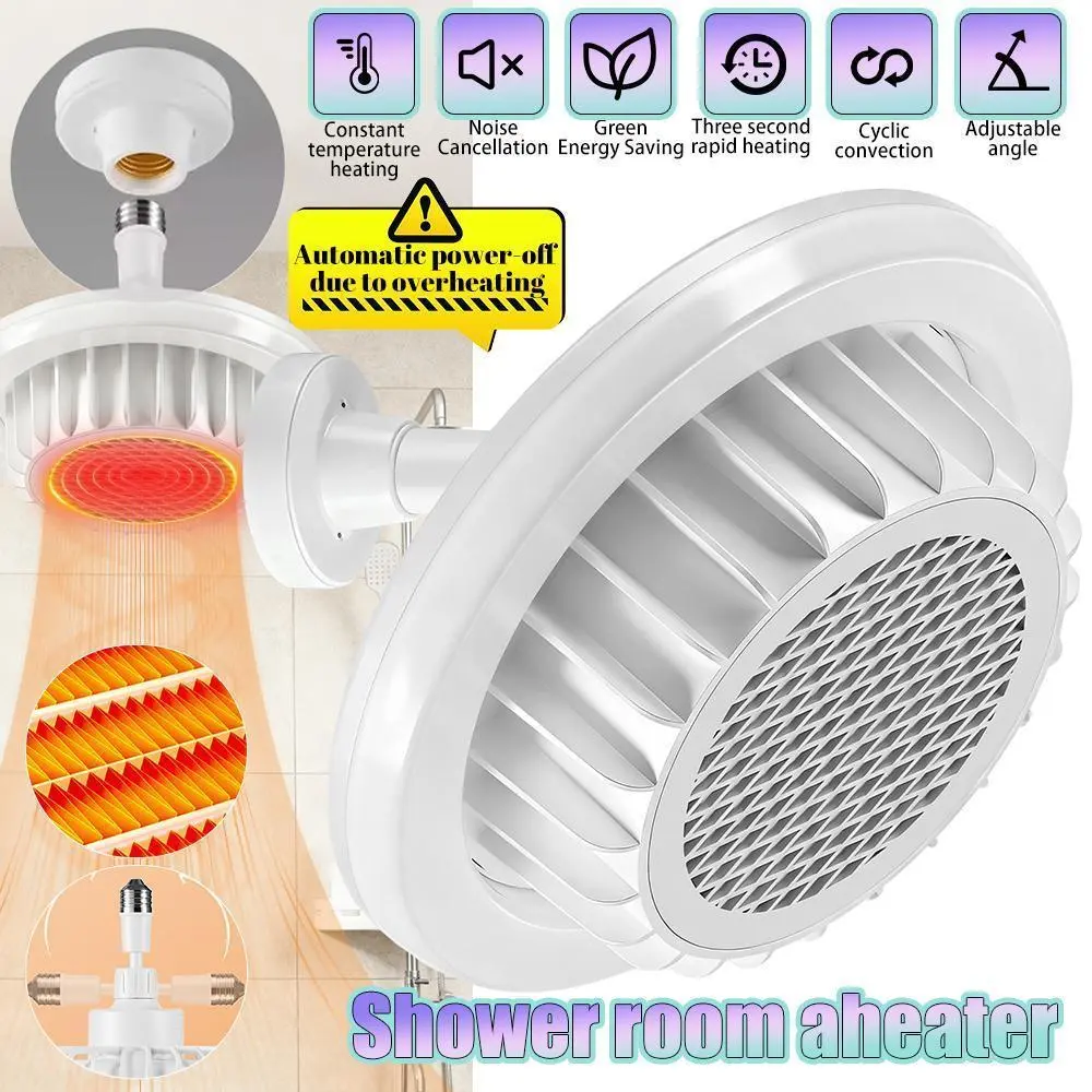 E27 Warm Air Heater Lamp 110V, White Screw-in Heat Lamp with Iron Mesh, Universal Heating Bulb