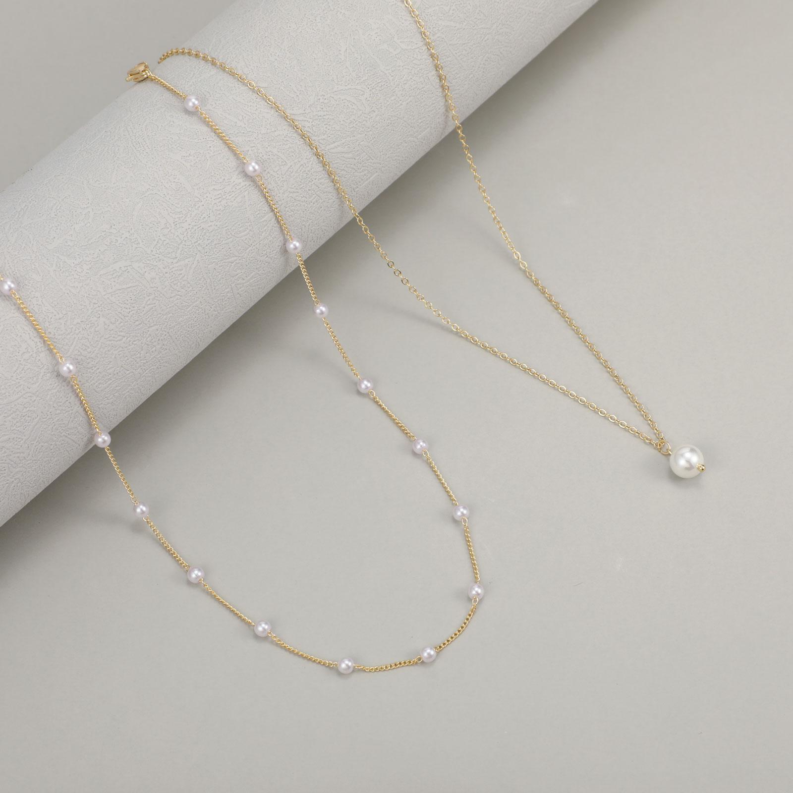 Tasiso Dainty Double Layer Pearl Necklace for Women Small Pearl Pendant Necklace 14K Gold Plated Cubic Zirconia Diamond Necklace Simple Women Girls Jewelry Gift Tasiso Dainty Double Layer Pearl Necklace for Women Small Pearl Pendant Necklace 14K Gold Plated Cubic Zirconia Diamond Necklace Simple Women Girls Jewelry Gift