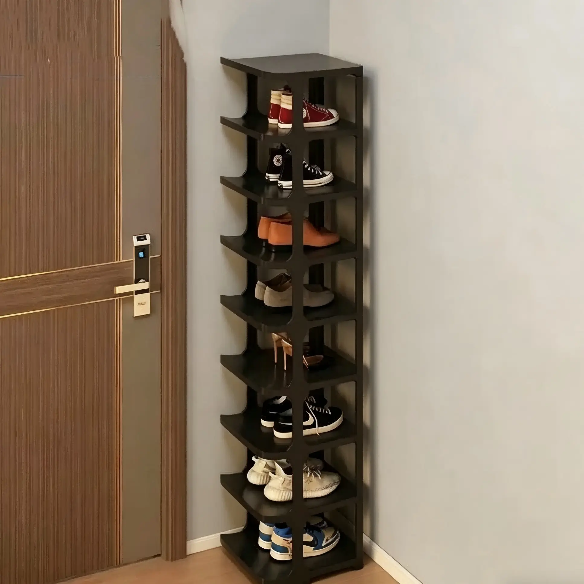 6-Leg Floor-Standing Shoe Storage Rack, Durable Wear-Resistant Portable Stackable Stand-Alone Organized Shoe Shelf with Versatile Design, Easy-Assembly Space Saver for Indoor Living Room, Doorway (4-Leg Option Available), Multi-Level Shelving Shoe Storage