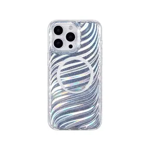 Waterlight Aurora Series Light Case for iPhone 15 Series - Soft Laser Effects & Starry Glitters - MagSafe Compatible - Sustainable & Protective