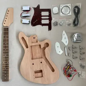 DIY Electric Guitar Kit Beginner Kit Mahogany Body Neck Rosewood Fingerboard 6-String Bolted Neck Solid Mahogany Body H-S-H Pickups Fixed Bridge