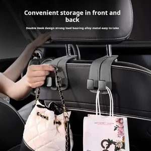 2026 Hidden Double Hooks for Car Seat Backs Heavy Duty Rust Free Tool Free Installation Eco Friendly Materials Black Gray Brown Colors High end car seats with hidden double hooks on the back Suede Hooks Car Storage Premium