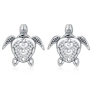 DRINSPER 925 Sterling Silver Earrings Turtle Earrings for Women, Silver Dangle Earrings Jewelry Hypoallergenic Gifts for Mother's Day Graduation Birthday Christmas Holiday Gifts