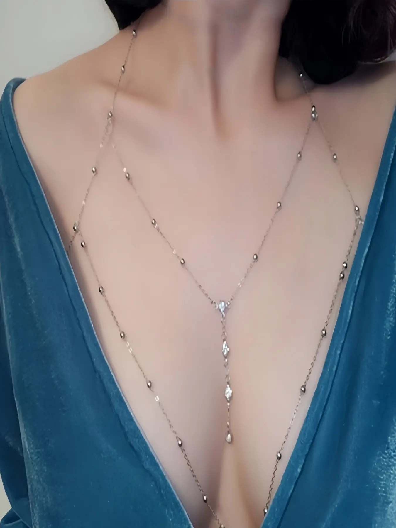 Trendy Multi-Layer Body Chain - Body Jewelry Elegant Trendy Chain Sparkling Rhinestone & Durable Metal, Adjustable Straps Fit Most Body Shapes, Perfect for Club/Party/Date Styling & Holiday Gift, Body Jewellery