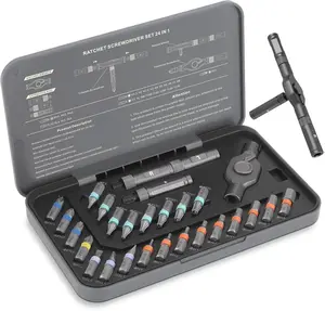 [New Deal] - 24 in 1 Magnetic Ratchet Screwdriver Set with Precision Bits – Ideal for Home Repairs, DIY Projects, and Electronics – Ergonomic Rotatable Ratchet Handle and Storage Case –Perfect Holiday Gift