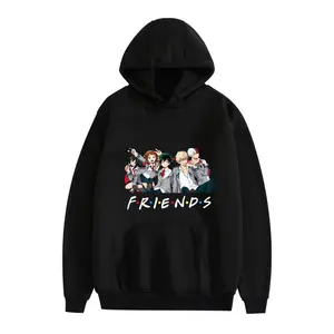 Anime Hoodie Hero Friends Printed Hooded Sweatshirt Pullover Deku Cosplay Coat for Women Men Long Sleeves Funny Graphic Print Unisex Gift for Birthday Christmas Halloween