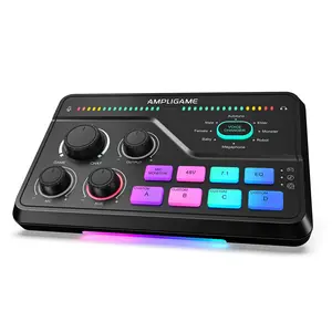 FIFINE SC8 Gaming Mixer with 7.1ch Surround Sound Headphone Amp XLR Preamp USB Plug Play Voice Changer RGB Volume Control 3 EQ Modes, AmpliGame SC8 FIFINE SC8 Gaming Mixer with 7.1ch Surround Sound Headphone Amp XLR Preamp USB Plug Play Voice Changer RGB Volume Control 3 EQ Modes, AmpliGame SC8