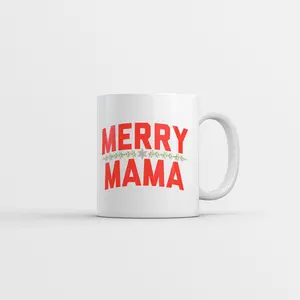 Merry Mama Mug Funny Sarcastic Christmas Graphic Novelty Coffee Cup - 11oz Funny Coffee Mugs Ceramic Printed Drinkware Cup