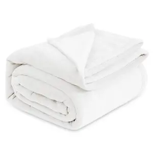 Mint White Micro Fleece Blanket, Cozy and Lightweight, Smooth Modern Design in Cool Neutral Color