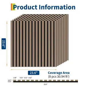 Modern 3D Fluted Acoustic Wall Panels, Sound Absorbing MDF Wood Slat Decor with Natural Wood Finish, Simple Setup Noise Reducing Panels for Residential, Commercial and Studio Spaces