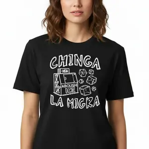 Comfort ColorsChinga La Migra Shirt, Abolish Ice No Human Is Illegal Shirt, End Ice Political Shirt, Liberal Tee, Immigrant Human Rights Tee BLACK WHITE Round Neck Women Womenswear Top Tshirt tiktokshopspringglowup,summervibes