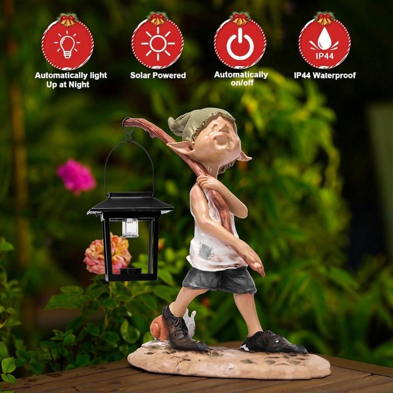 Wandering Elf Statue With Solar Powered Photosensitive Lamp,Outdoor Garden and Courtyard Decorations,Ideal Gifts for Women, Mom or Birthdays, Beautifully Crafted Outdoor & Home Decor to Wow Your Guests