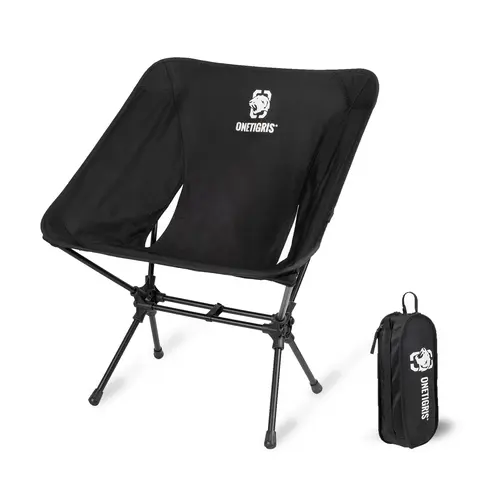 OneTigris Collapsible Folding Chair - Heavy-Duty Nylon Fabric Camping Equipment, 330lb Capacity, Compact Lightweight Unisex Chairs for Outdoor Garden Party, Trekking