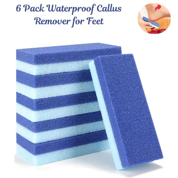 6 Pack Waterproof Foot Pumice Stone, Callus Remover for Feet, Dead Skin Exfoliator & Cracked Heel Repair Pedicure Tools