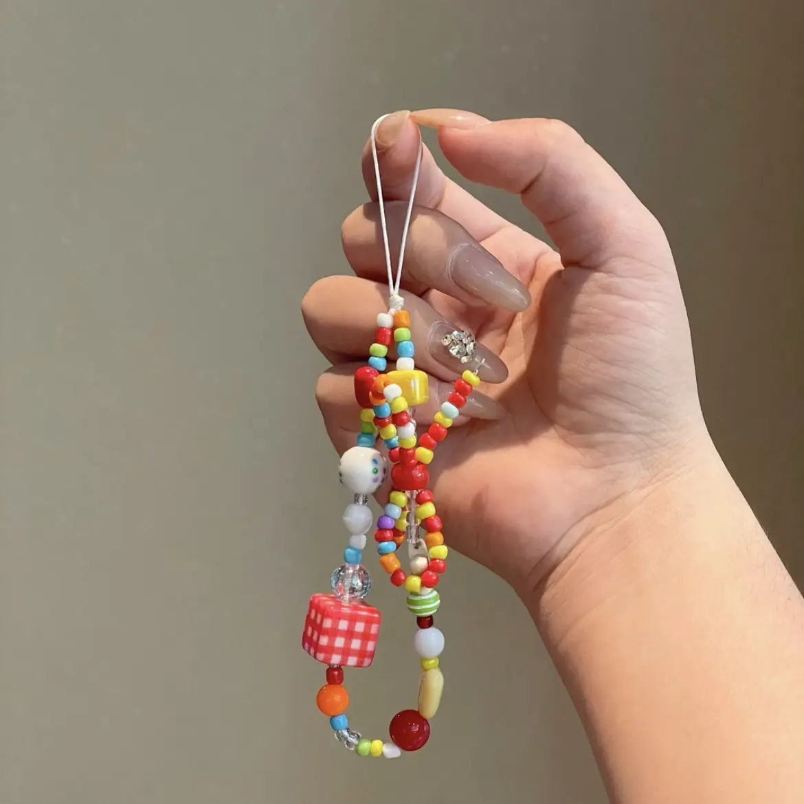 Ally&Coco's Studio Dopamine Color Star Beaded Phone Strap - DIY Handmade Aesthetic Fabric Anti-Lost Rope Accessory for Mobile Phones, CCD Cameras