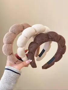 3pcs Plush Hairbands Headband Set, Fashion Multi-Functional Elegant Simple Solid Color Hair Accessories for Daily Use