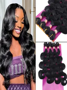 Body Wave Synthetic Hair Weave 4 Hair Bundles Deals 16 18 18 20 Inches Quick Weave Hair Bundles Color Black Synthetic Hair Weft