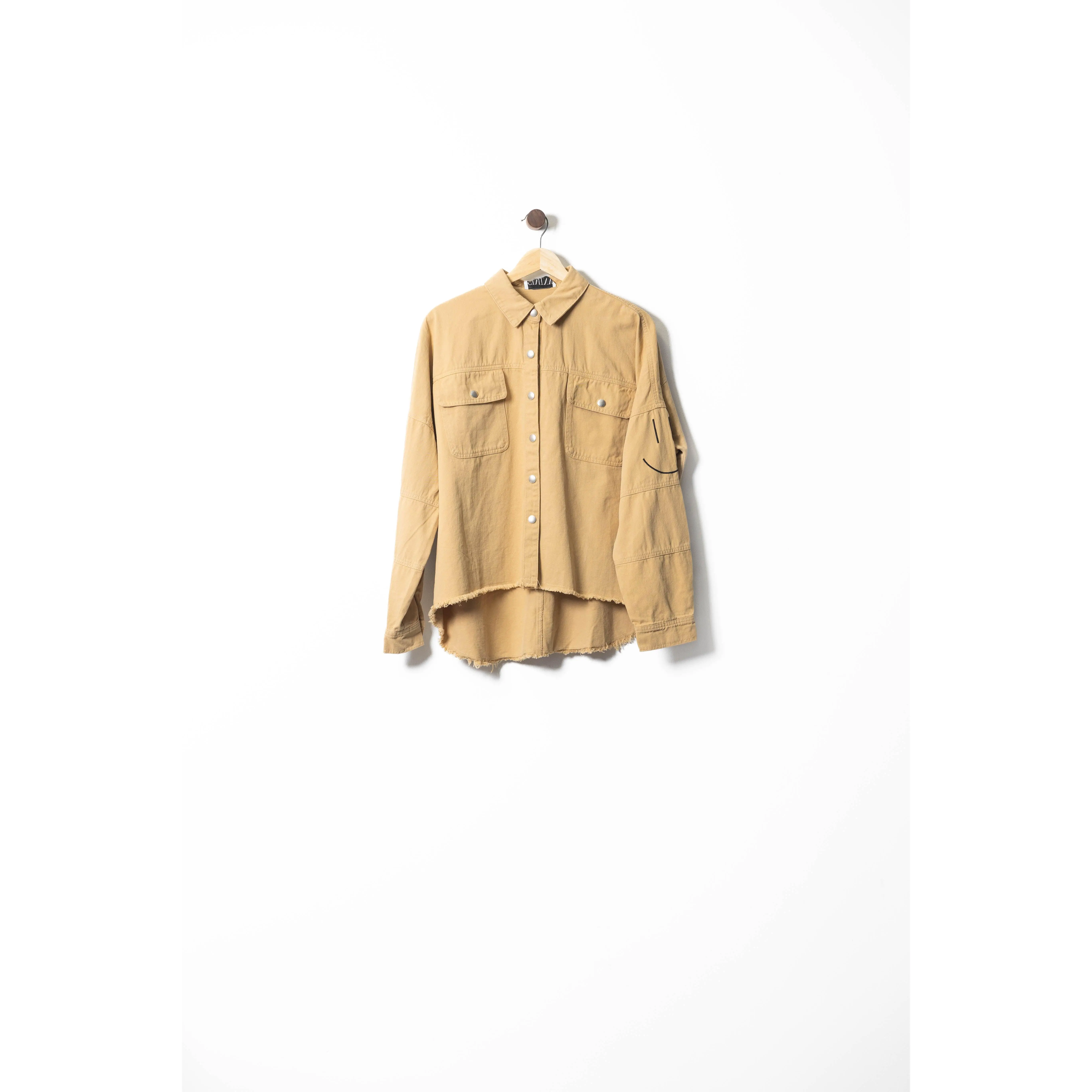 Smiley Patch Distressed Oversized Jacket