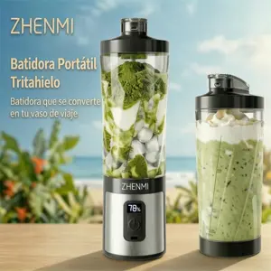 Licuadora Portátil ZHENMI con Temporizador Digital y Pantalla – Vaso de 20 oz a Prueba de Fugas, Tritura Hielo Perfectamente, Recargable por USB-C, Apto para Lavavajillas y sin BPA – Para Smoothies, Batidos y Mezclas Sobre la Marcha