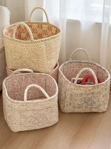 Floral hand carry storage bag dirty clothes basket colorful small fresh flowers high value retro bedroom portable removable clothing storage sundries storage suitable for home outdoor travel foldable