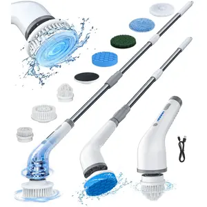 Cleaning Brush Electric Spin Scrubber, Cordless Shower Scrubber, , with 8 Replaceable Brush Heads 3 Adjustable Extension Handle, 2 Adjustable Speeds for Bathroom, Toilet, Household Kitchen Cleaner Supplies Home Portable,Appliance