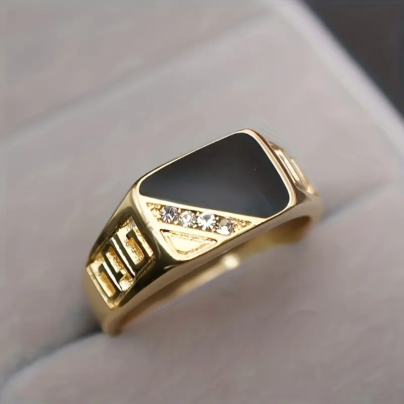 Alloy Metal Geometric Design Everyday Ring - Classic Square-Triangular Oil-Drip Motif Costume Jewelry, Simple Unique Fashion Accessory for Daily Wear, Geometric Design Ring