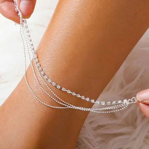 Women's Elegant Multi Layered Anklet, Fashionable Beaded Foot Wearable Jewelry, Perfect for Daily Wear and Gifts, Stylish Accessory, Trendy Jewellery Accessories, Versatile Accessory, Solstice Anklet, Fashion Chic Accessories