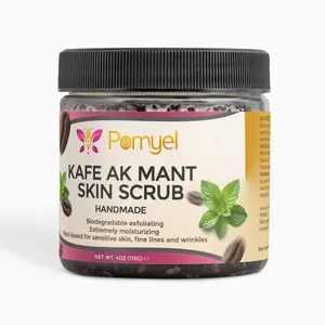 Kafe ak Mant Peppermint Coffee Body Scrub – Exfoliating Face & Body Polish for Smooth, Glowing Skin – Natural Anti-Aging Skincare – 4 oz