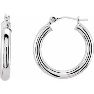 Polished 20mm Silver-Tone Tube Earrings