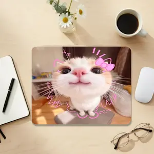 Funny Cat Face Mouse Pad, Cute Kawaii Cat Desk Mat, 3 Sizes Soft Tech Cloth, Gaming WFH Office Decor, Cat Lover Gift