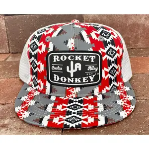 "Rocket Donkey" - CA Red/White Aztec, Snapback Cap