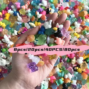 Mini Resin Animal, Mushroom & Garden Gnome Statue Set, 8-80 Pieces, Wood Stake Installation, No Power Needed, Perfect for Fairy Garden, Miniature Landscape