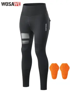 WOSAWE Women's Motorcycle Yoga Leggings with Removable Knee Pads Butt Lifting Cargo Pants