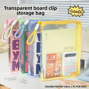 Transparent Zippered A4 Document Bag Student Exam Handheld Folder Test Paper Organizer School Office Supplies