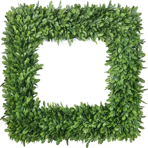 22" Boxwood Wreaths for Front Door, Realistic Green Square Boxwood Wreath for Year-Round Decor, Artificial Summer Wreaths for Indoor Wedding Farmhouse Wall Porch Decor