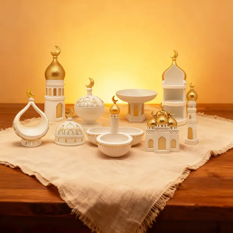 Mosque Design Resin Ornament, Handcrafted Islamic Festival Decoration, Meaningful Gift for Muslim Families, Decorative Home Decor for Living Room, Entryway, Religious