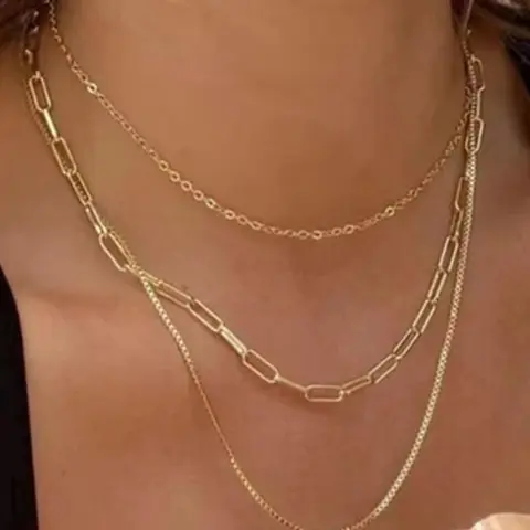 Women's Simple Style Color Chain Necklace, Casual Trendy Matching Necklace, Layered Necklace, Fashion Accessories for Daily & Party Decoration