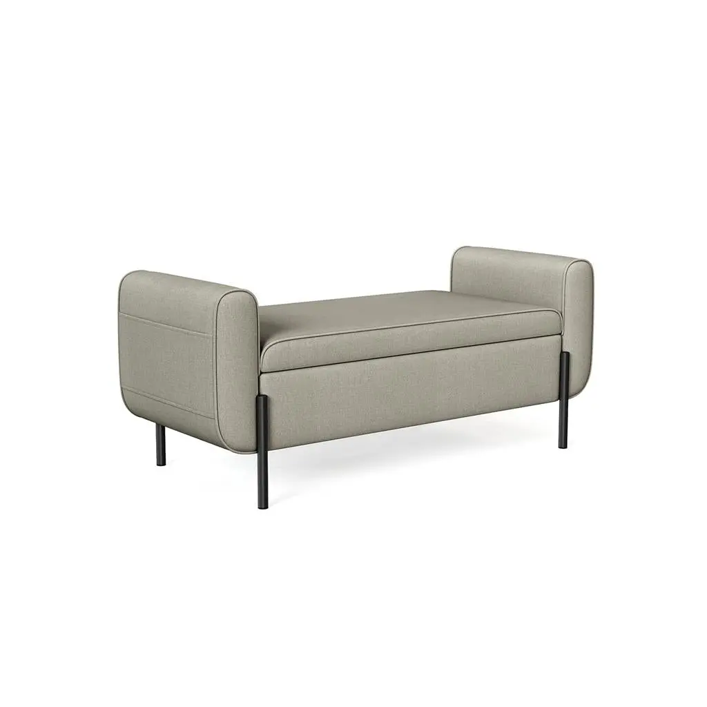 SONGMICS Upholstered Storage Bench with Armrests - Modern Furniture Footstool with Storage for Living Room