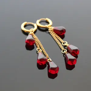 Pomegranate seeds earrings dangle earrings om small hoops