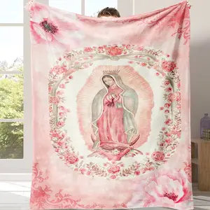 Countdown Sale! Virgin Mary Printed Flannel Blanke Cozy Lightweight Plush Portable Cover Blanket For Sofa,Warm Gift For Birthday,Christmas,Applicable throughout the four seasons，A gift suitable for fans, friends, children and parents