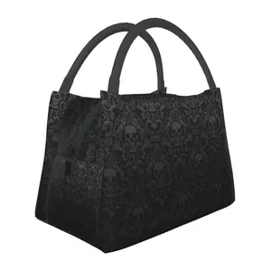 Lunch box, lunch bag, reusable portable insulation bag, insulation bag,skeleton pattern, suitable for outdoor camping, work, school, fitness