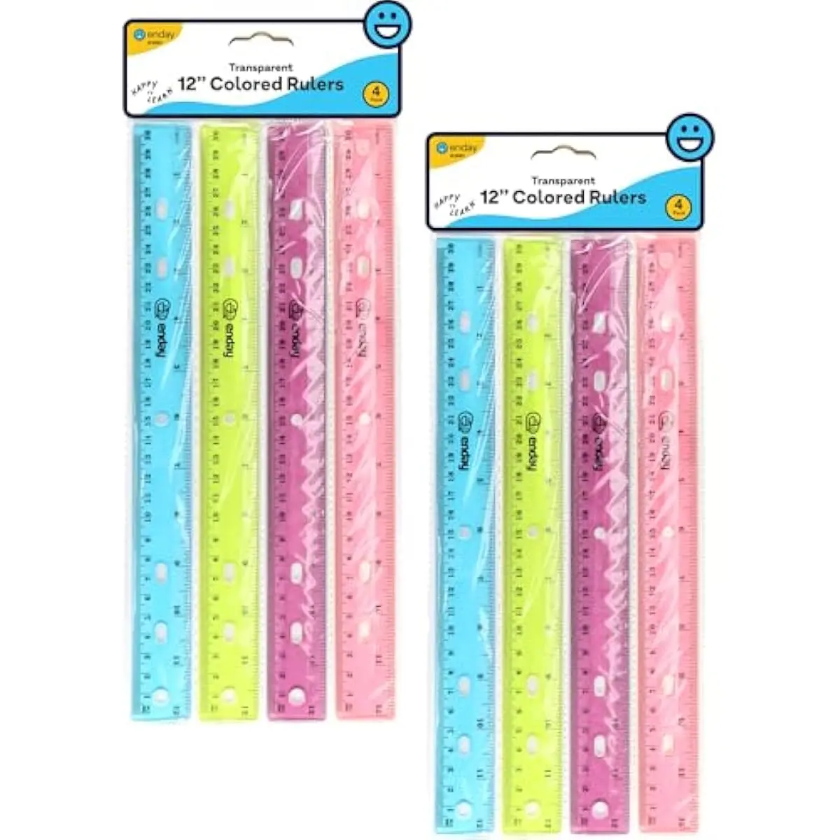 Emraw 12 inches Jeweltones Color Ruler - Designed in Blue, Pink, Green and Orange – Great for School, Home, & Office - 8 Pieces