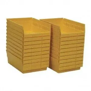 Plastic Rectangle Universal Hopper Shelf Bin Organiser by Quantum Storage Systems, Yellow Polypropylene, 8-3/8" W x 11-5/8" D x 4" H, 50 Lb Capacity, Model QSB 107YL, Home Supplies Storage Solution