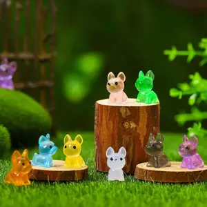 12/30/50Pcs Mini Resin Animals Glow in The Dark Tiny Resin Figures to Hide Dog Small for DIY Garden Aquarium Micro Landscape Potted Decor(random color) Garden Sculptures Statues