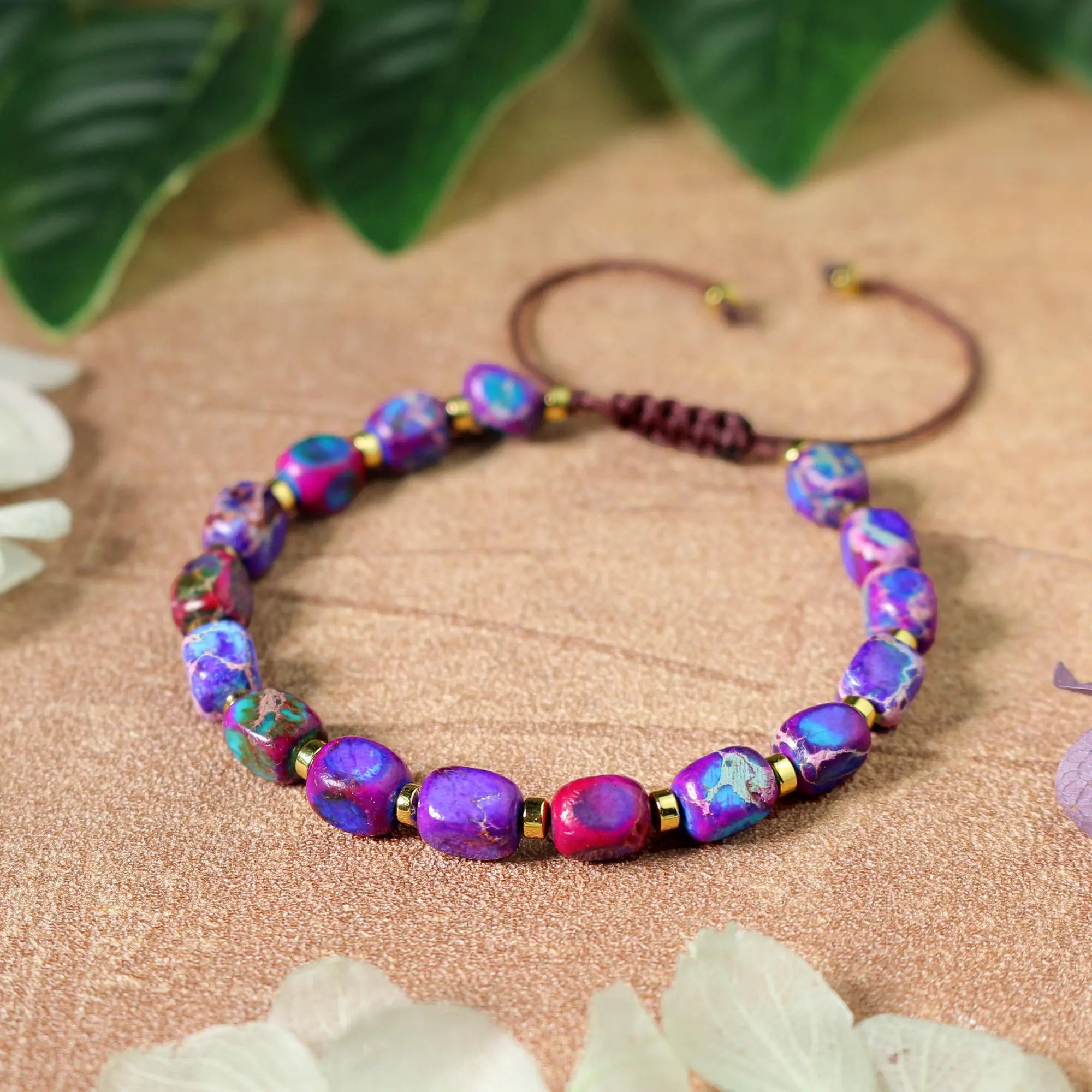 Galaxy Raw Sea Sediment Jasper Bracelet | Delicate Handmade Adjustable Healing Crystal Gift