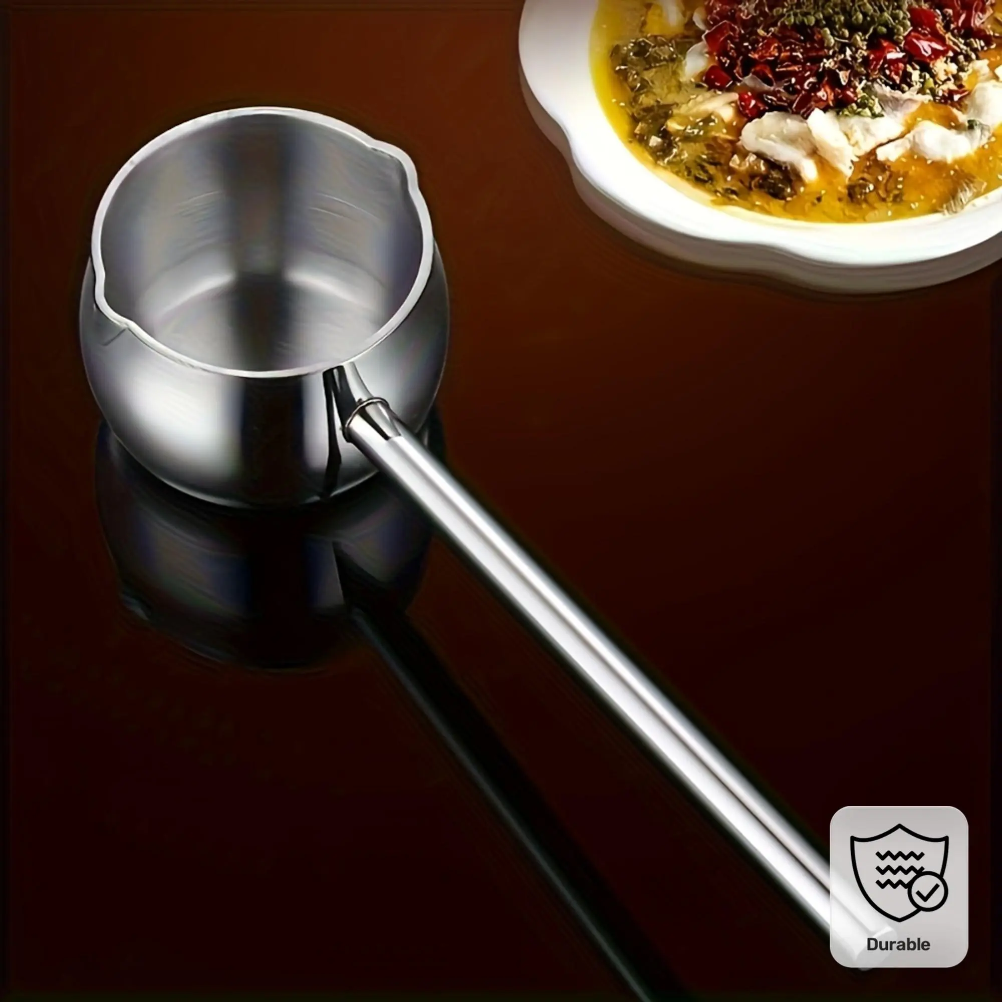 SHAON Durable Stainless Steel Mini Pot with Long Handle - Compatible with Induction Hobs, Suitable for Heating And Pouring Oil/Milk - Perfect for Home And Outdoor Cooking