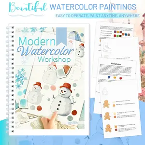Watercolor Book - A5 Size, 28 Pages of Unique & Simple Designs for Relaxation - Simple and easy to draw winter theme design - Stress Relief Patterns for Adults, Teens & Kids - Perfect for Birthday, Halloween, Christmas & Holiday Fun